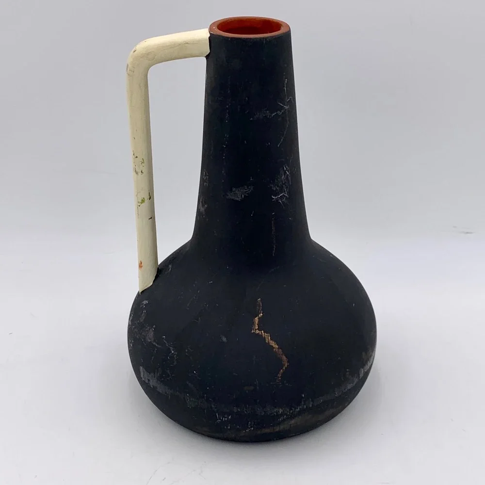 Ziczamla Matte Terracotta Vase‎ Handcrafted Chalkboard Finish MCM Style Rusty